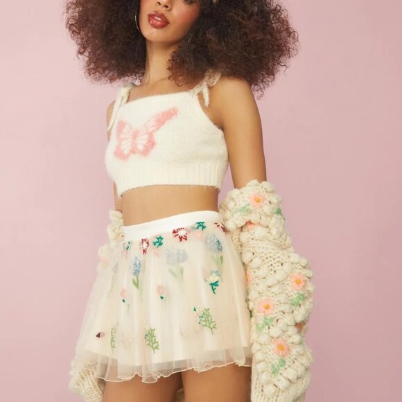 Sugar Thrillz Enchanted Meadow Floral Tulle Skirt | Size XXL | NWT - Picture 1 of 8